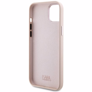 Karl Lagerfeld silikona Choupette Metal Pin viedtālruņa apvalks iPhone 15 Plus / 14 Plus - rozā