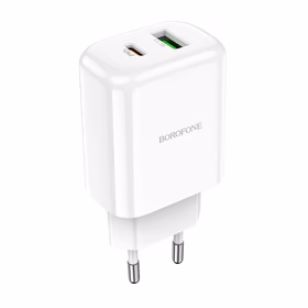 Borofone sienas lādētājs BN4 Potential - USB + Type C - QC 3.0 PD 2.0 20W balts