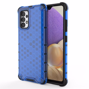 Šūnveida dizaina viedtālruņa apvalks bruņots pārsegs ar gēla rāmi Samsung Galaxy A03s (166.5) zils