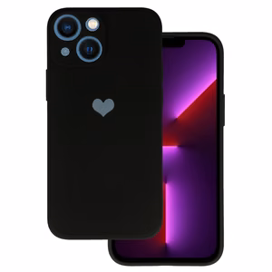 Vennus Silicone Heart Case for iPhone 14 Plus design 1 black