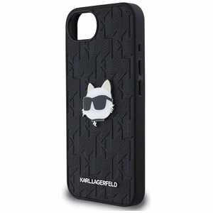 Karl Lagerfeld Monogram Choupette Head Pin viedtālruņa apvalks iPhone 16e - melns