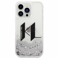 Karl Lagerfeld Liquid Glitter Big KL viedtālruņa apvalks iPhone 14 Pro - sudraba