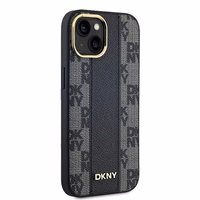 DKNY Ādas rūtainais magnētiskais apvalks iPhone 14/15/13 - melns