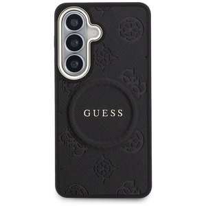 Guess Saffiano Peony Embossed Ring MagSafe maciņš Samsung Galaxy S26+ melns