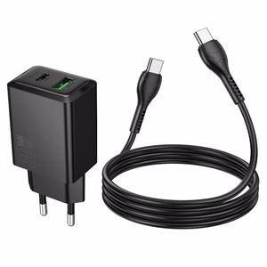Зарядное устройство для телефона Hoco USB A + USB C QC3.0 PD AFC 3A 30W + кабель USB C к USB C N71 черный