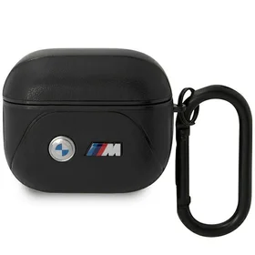 BMW BMA322PVTK AirPods 3 paaudzes apvalks melns/melns ādas ar izliekto līniju
