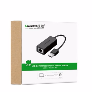 Ugreen ārējā tīkla karte RJ45 - USB 2.0 100 Mbps Ethernet melna (CR110 20254)
