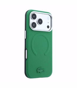 Case Lacoste PVC Petit Pique Semi Wrap Embossed MagSafe Apple iPhone 18 Pro Max green