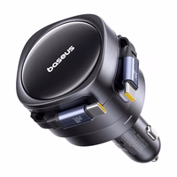 Baseus Enjoyment Max automašīnas lādētājs ar USB-C+USB-C kabeļiem 60W melns