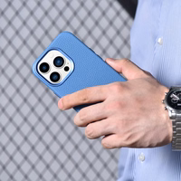 iCarer Litchi Premium ādas viedtālruņa apvalks iPhone 14 Pro Max Magnētiskais ādas apvalks ar MagSafe Gaiši zils (WMI14220712-LB)