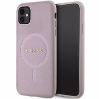 Guess GUHMN61PSAHMCP viedtālruņa apvalks iPhone 11 / Xr - rozā Saffiano Magnētiskais