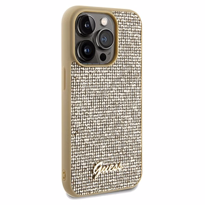 Guess Disco Metal Script viedtālruņa apvalks iPhone 14 Pro - zelta