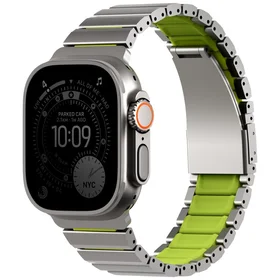 UNIQ Strova Flex siksniņa Apple Watch 44/45/46/49mm Series 1/2/3/4/5/6/7/8/9/10/11/SE/SE2/SE3/Ultra/Ultra 2/Ultra 3 sudraba-laima