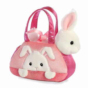 Fancy Pals PeekaBoo videi draudzīga trusīša plīša rotaļlieta rozā somiņā, 20 cm