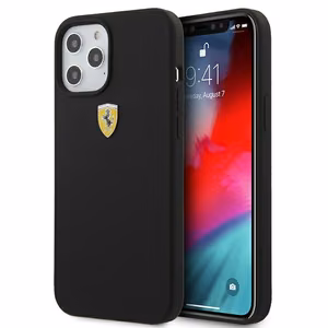 Ferrari FESSIHCP12LBK iPhone 12 Pro Max 6.7" melns/melns cietais apvalks On Track Silicone