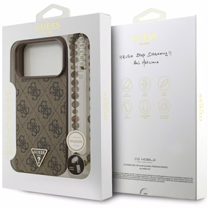 Guess 4G Strap Triangle Logo MagSafe Case for iPhone 17 Pro Max - Brown