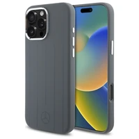 Mercedes silikona vertikālās tonālās svītras Magnētiskais viedtālruņa apvalks iPhone 16 Pro Max - pelēks