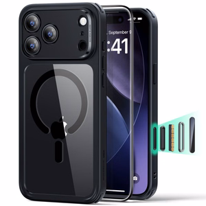 ESR Classic Hybrid MagSafe + закалённое стекло комплект для iPhone 17 Pro - прозрачный чёрный