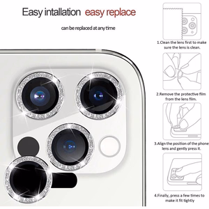 Aizsargstikls HARD DIAMOND kamerai (LENS) Iphone 15 Pro/15 Pro Max melns (3 gab.)