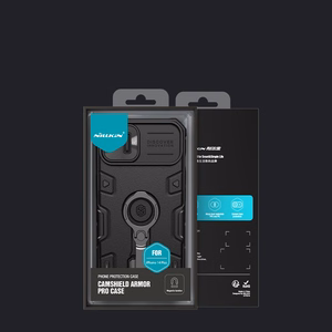 Nillkin CamShield Armor Pro Magnētiskais viedtālruņa apvalks iPhone 14 Plus MagSafe bruņots apvalks ar gredzena statīvu melns