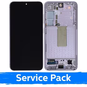 LCD displejs saderīgs ar Samsung S911 S23 ar rāmi / Lavender (gaiši rozā) / (Service Pack)