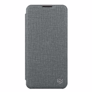 Nillkin Qin auduma apvalks iPhone 14 Plus ar kameras vāciņu un maciņu pelēks