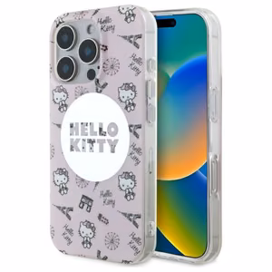 Hello Kitty IML Visur Parīze magnētiskais viedtālruņa apvalks iPhone 16 Pro Max - rozā
