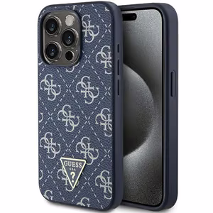 Guess GUHCP15XPG4GPB iPhone 15 Pro Max 6.7" zils maciņš 4G Triangle Metal Logo