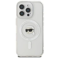 Karl Lagerfeld IML Metāla Karl Head Magnētiskais viedtālruņa apvalks iPhone 16 Pro - balts