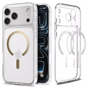 Spigen Ultra Hybrid Mag Чехол совместимый с MagSafe для iPhone 17 Pro Max прозрачный золотой