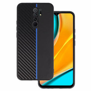 Tel Protect OGLEKĻA apvalks Xiaomi Redmi 9 melns ar zilu svītru