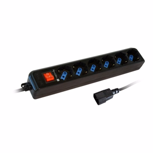 Techly IUPS-PCP-6V – pagarinātājs ar 6 kontaktligzdām un VDE spraudni, melns
