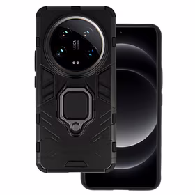 Gredzenveida bruņu viedtālruņa apvalks Xiaomi 14 Ultra melns