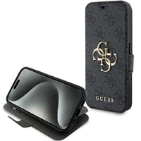 Guess 4G Metal Logo apvalks iPhone 15 Pro - pelēks