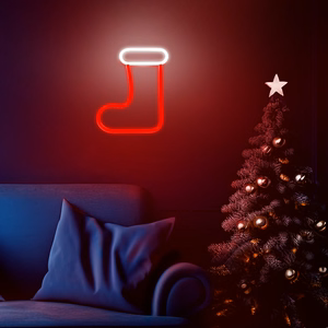 Neon LED CHRISTMAS SOCK balts sarkans FLNE23 Forever Light