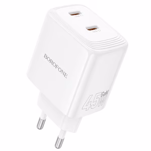 Borofone сетевое зарядное устройство BN31 Cargador GaN - 2xType C - QC 3.0 PD 45W белый