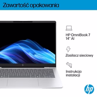 HP OmniBook 7 AI 14-fr0221nw Ultra 5 225U 14"2K 300nits AG 16GB LPDDR5-5200 SSD512 Intel Graphics Cam 5 Mpx IR 68Wh Win11 Glacial sudraba 2Y
