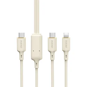 Dudao L7SF 2in1 USB-C - USB-C / Lightning kabelis 100W 1.2m - bēšs