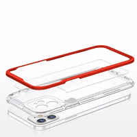  Skaidrs 3in1 vāciņš iPhone 12 ar sarkanā rāmis želejas pārklājums