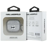 Austiņu apvalks AirPods 4 Karl Lagerfeld Monogram Choupette Head – sudrabains