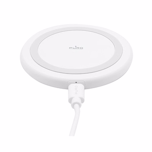 Puro Qi 10 W bezvadu uzlādes paliktnis Android un iPhone ierīcēm, balts