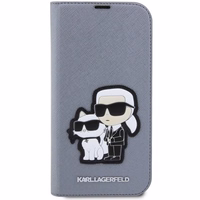 Karl Lagerfeld KLBKP14XSANKCPG iPhone 14 Pro Max 6.7" Viedtālruņa apvalks (m) - sudrabains (m) Saffiano Monogrāma Karl & Choupette