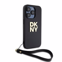 DKNY Viedtālruņa apvalks ar siksniņu un logotipu iPhone 15 Pro - melns