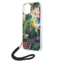Guess GUOHCP14MHFLSB iPhone 14 Plus 6.7 "zils/zils cietais apvalks Ziedu siksna