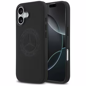 Mercedes Ādas Vintage Logo Magnētiskais Viedtālruņa apvalks iPhone 17 - Melns