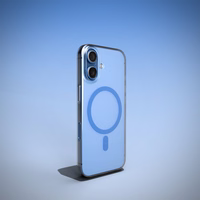 Puro Lite Mag TPU+PC apvalks MagSafe saderīgs viedtālrunim iPhone 17 - caurspīdīgs ar zilu gredzenu