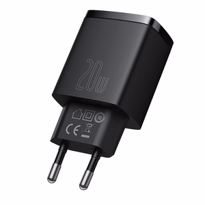 Baseus kompaktais lādētājs USB / USB Type-C 20W 3A Power Delivery Quick Charge 3.0 melns (CCXJ-B01)