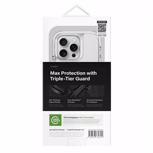 Uniq Combat iPhone 16 Pro 6.3" Magnētiskais uzlādes viedtālruņa apvalks balts/spīdīgs balts