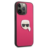 Karl Lagerfeld Ādas Ikonik Karl's Head Metāla apvalks iPhone 13 Pro / 13 6,1\" - rozā