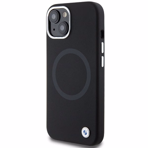 BMW paraksta šķidrais silikons Magnētiskais viedtālruņa apvalks iPhone 15 - melns